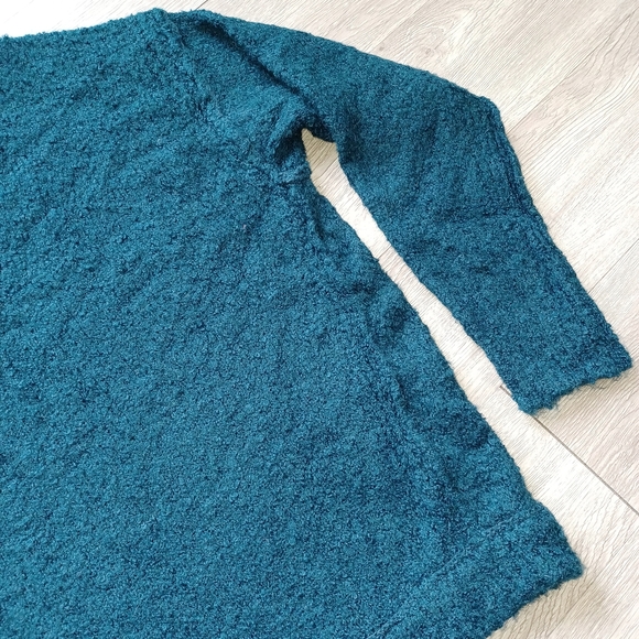 Free People Womens Alpaca Blend Sweater Oversized Soft Fuzzy Teal Long Sleeve - Picture 3 of 16